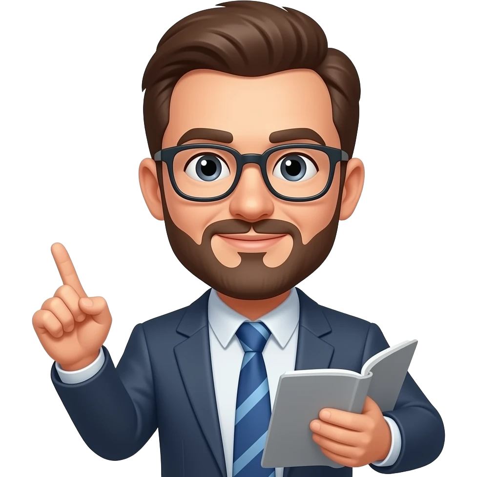 man with glass teaching emoji