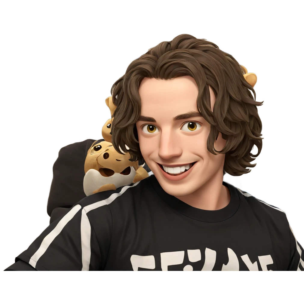 smiling boy with stuffed toy emoji