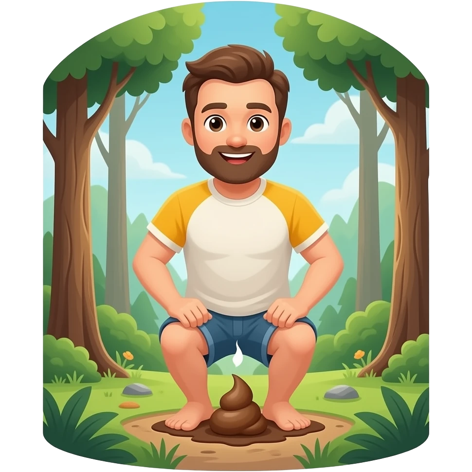 A man pooping in the woods emoji