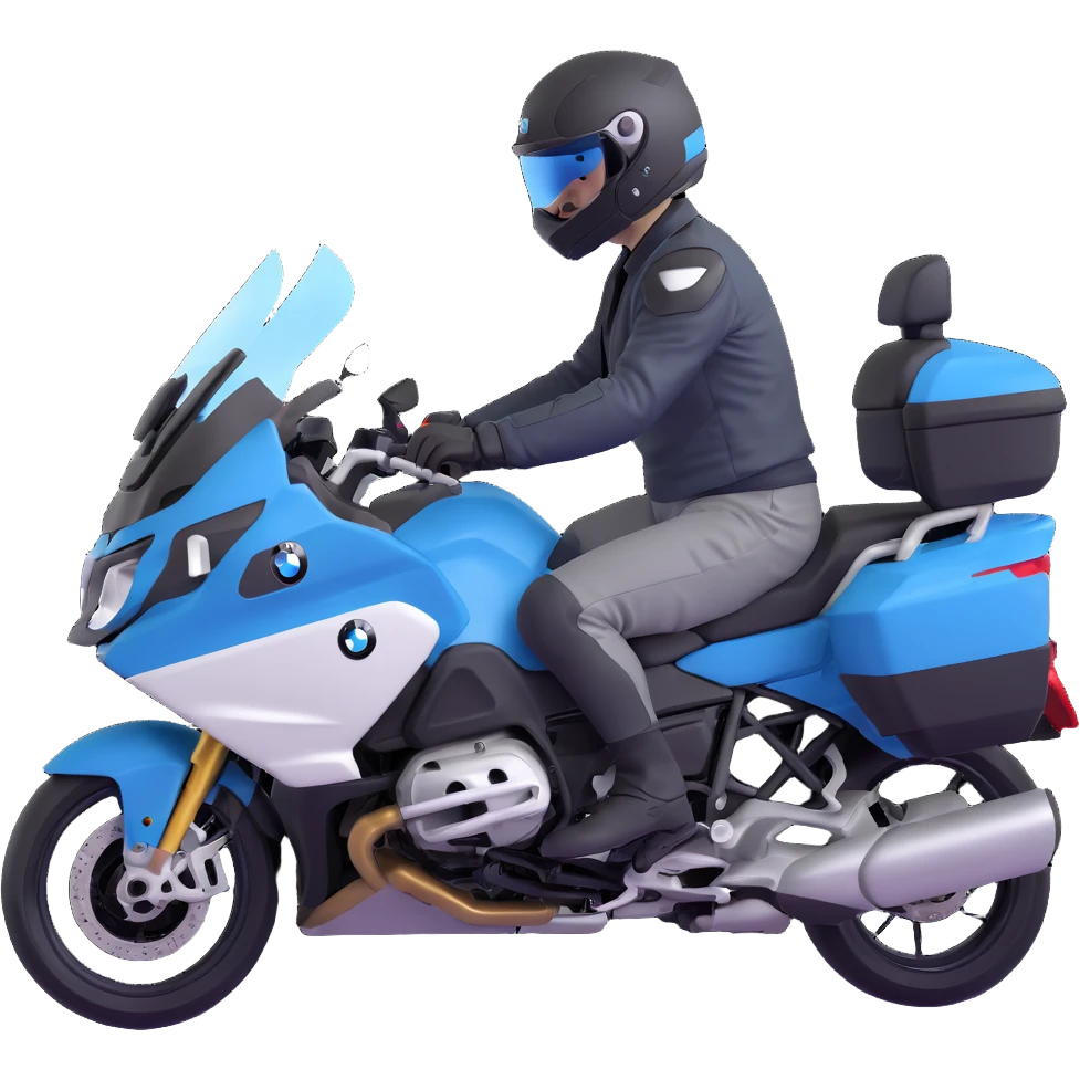 BMW RT1200 touring motorcycle with rider wearing helmet emoji
