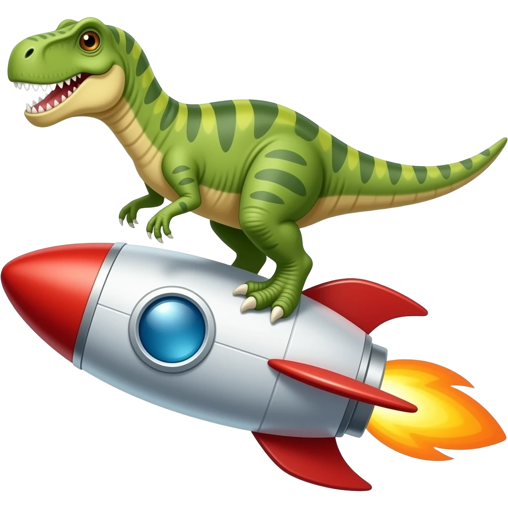 dinosaur on a rocket emoji