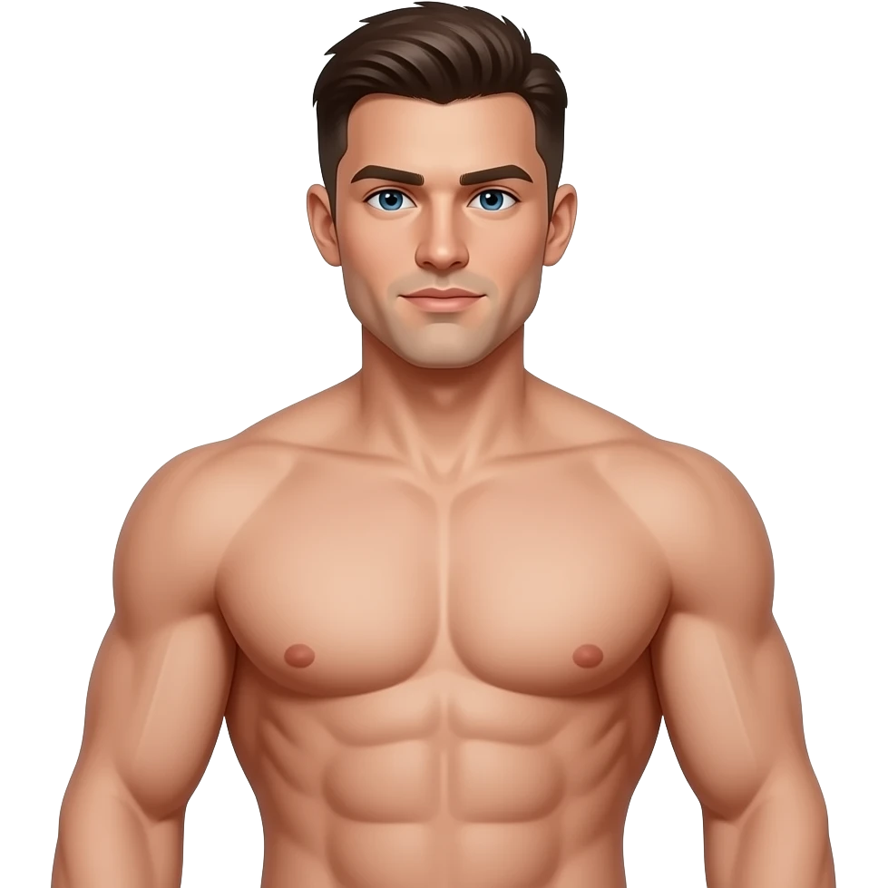 Fait le avec plus de muscles et le visage plus sculpté emoji