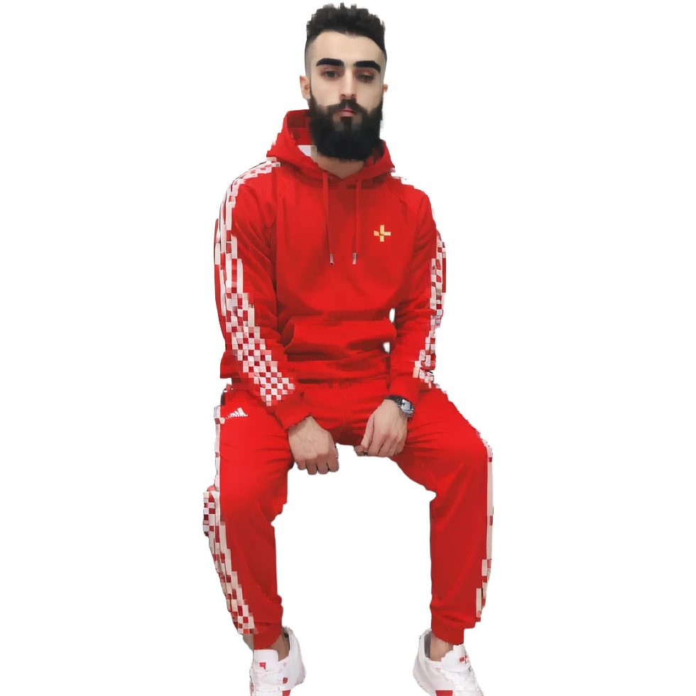 Recep İvedik, Turkish comedy character, thick eyebrows, beard, red tracksuit, pixel art style emoji