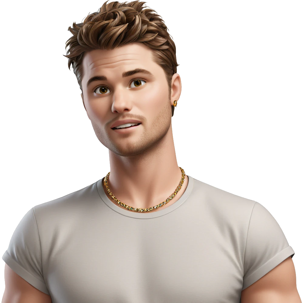 brown-haired boy with jewelry emoji