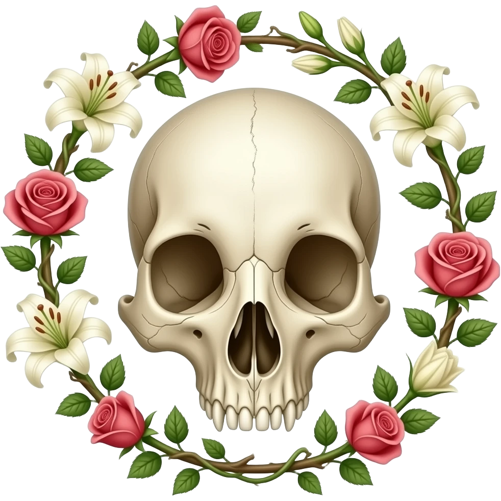 animal skull flowers emoji