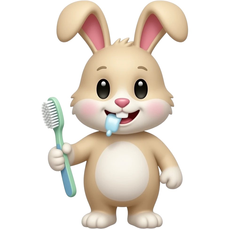 4. Bunny brushes bunny’s teeth. 🐰 emoji