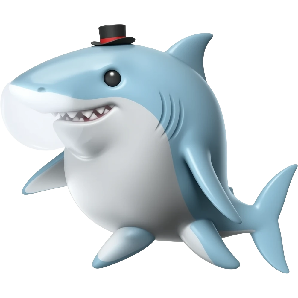Shark with a top hat emoji