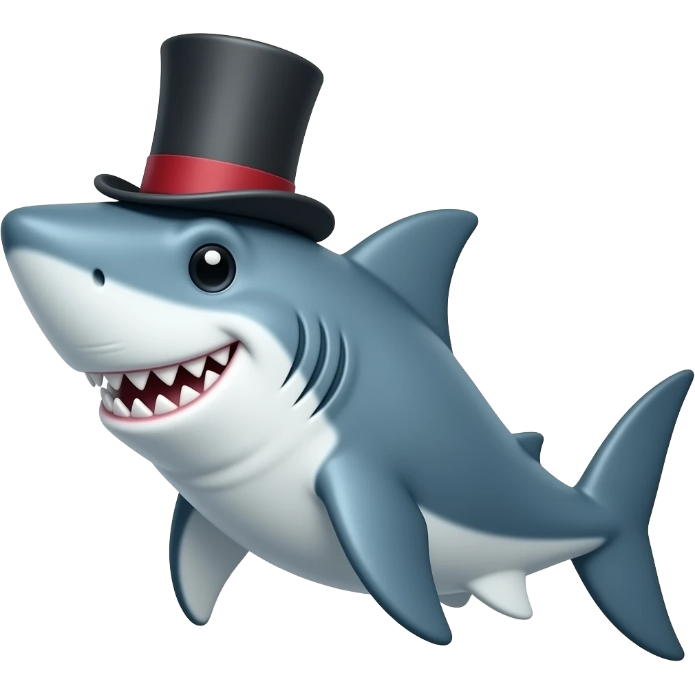 Shark with a top hat emoji