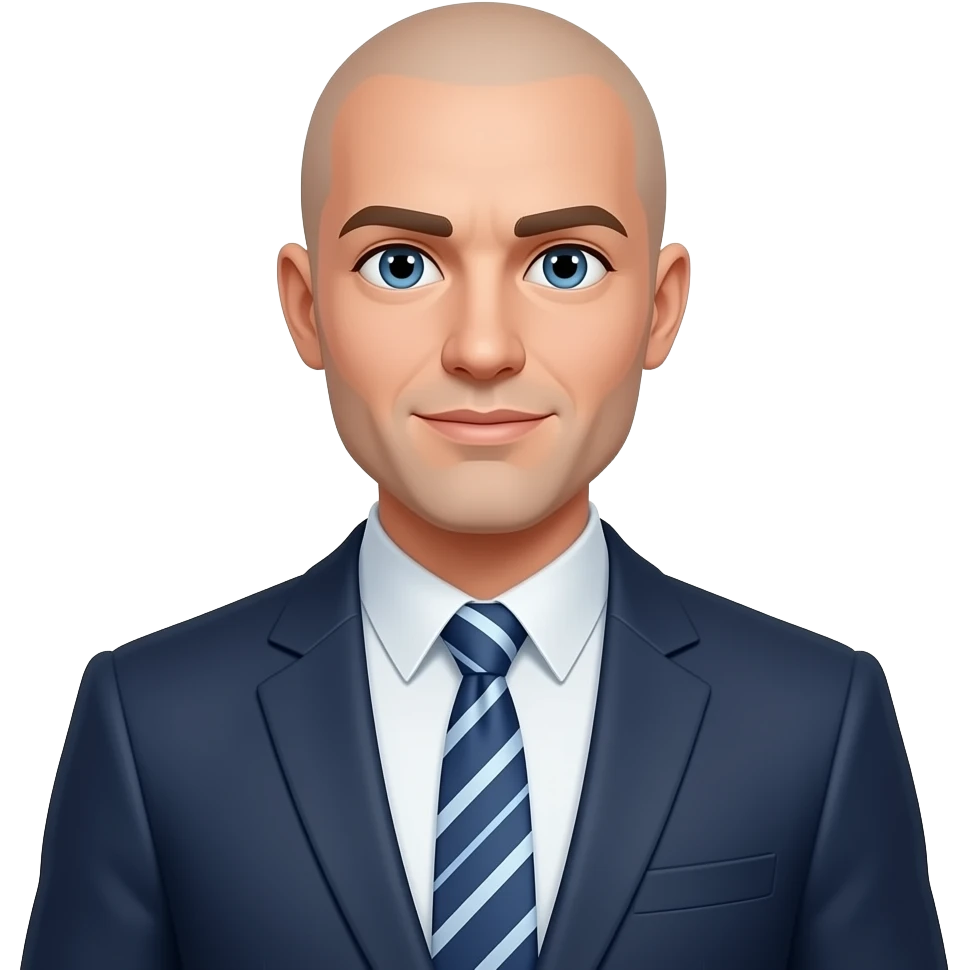 bald white male no facial hair 3/4 body business casual no tie emoji
