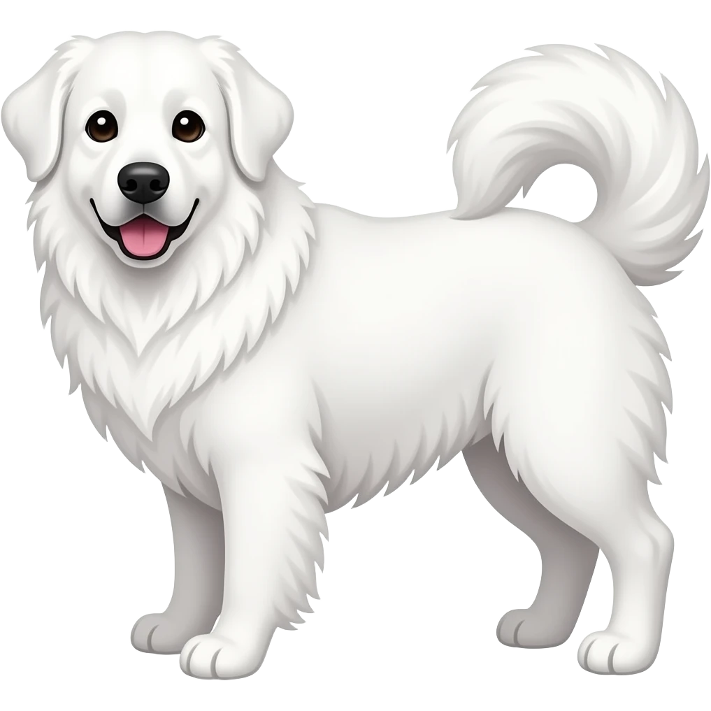 Great Pyrenees white dog, floppy ears, curled up tail emoji