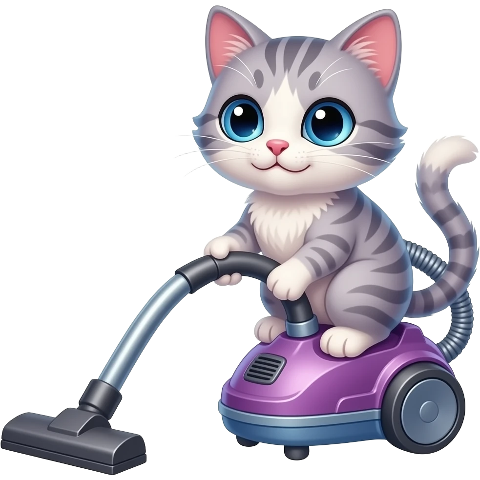 mach eine zauberkatze auf einem Staubsauger emoji