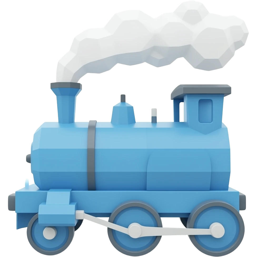 3d lowpoly light blue steam train emoji style emoji