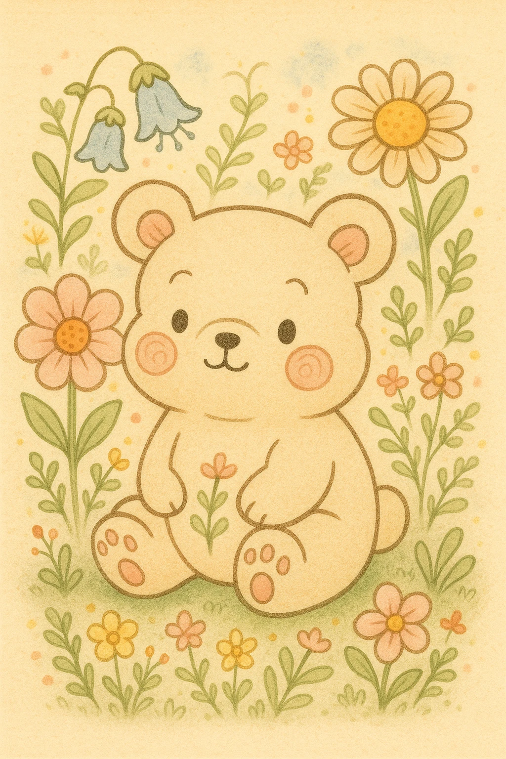 cute animal inspired by coloring book drawings, in the style of Bobbie Goods and Cuzy, ghibli style emoji