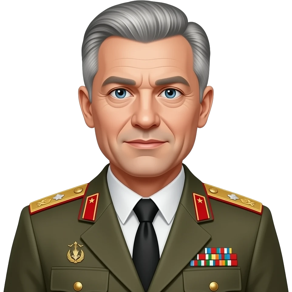 General Anatolij mit General Wappen und Militär Uniform und ein paar graue Haare emoji