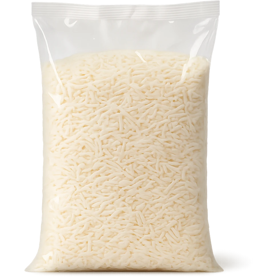 Realistic style transparent bag of white rice, natural details, no background. emoji