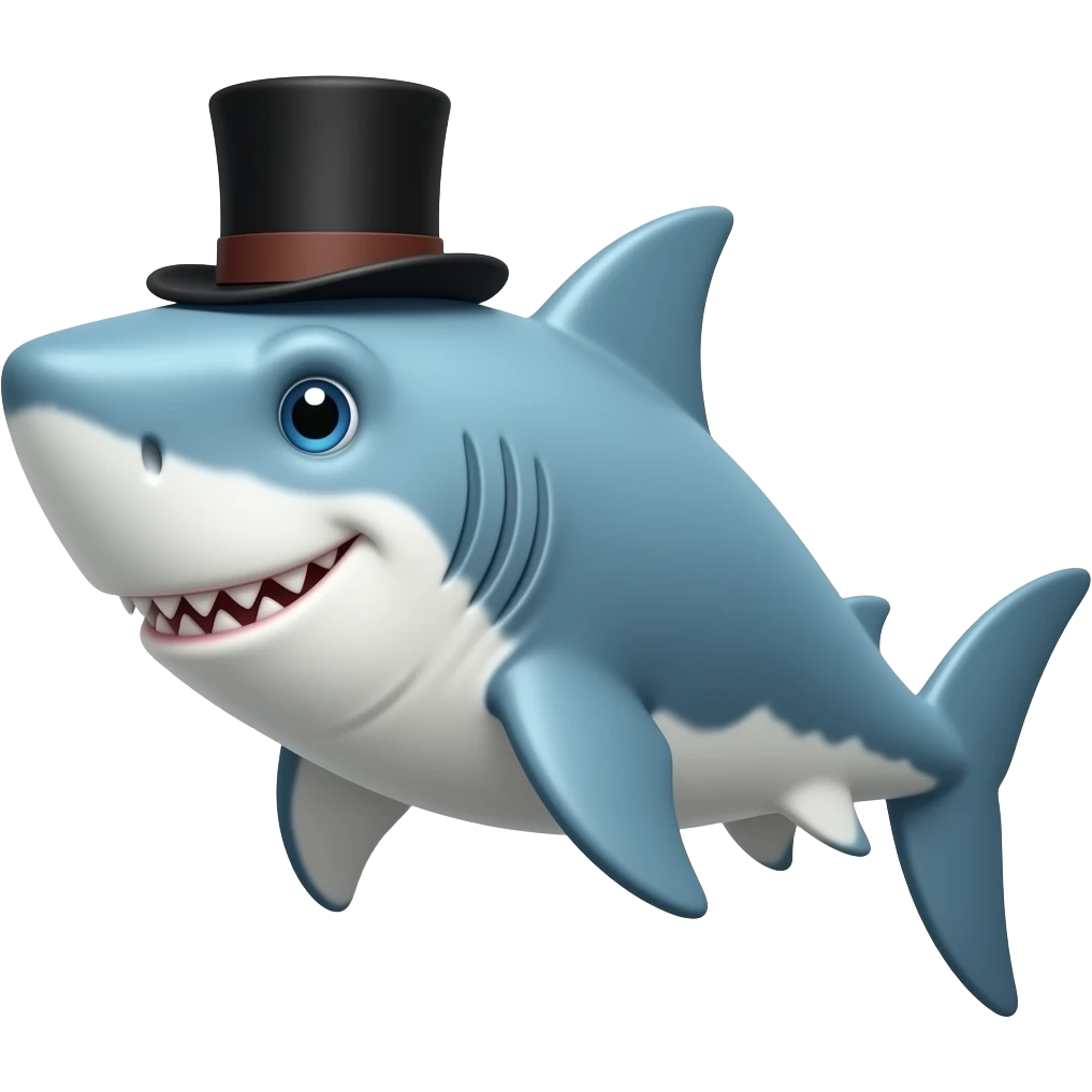 Shark with a top hat emoji