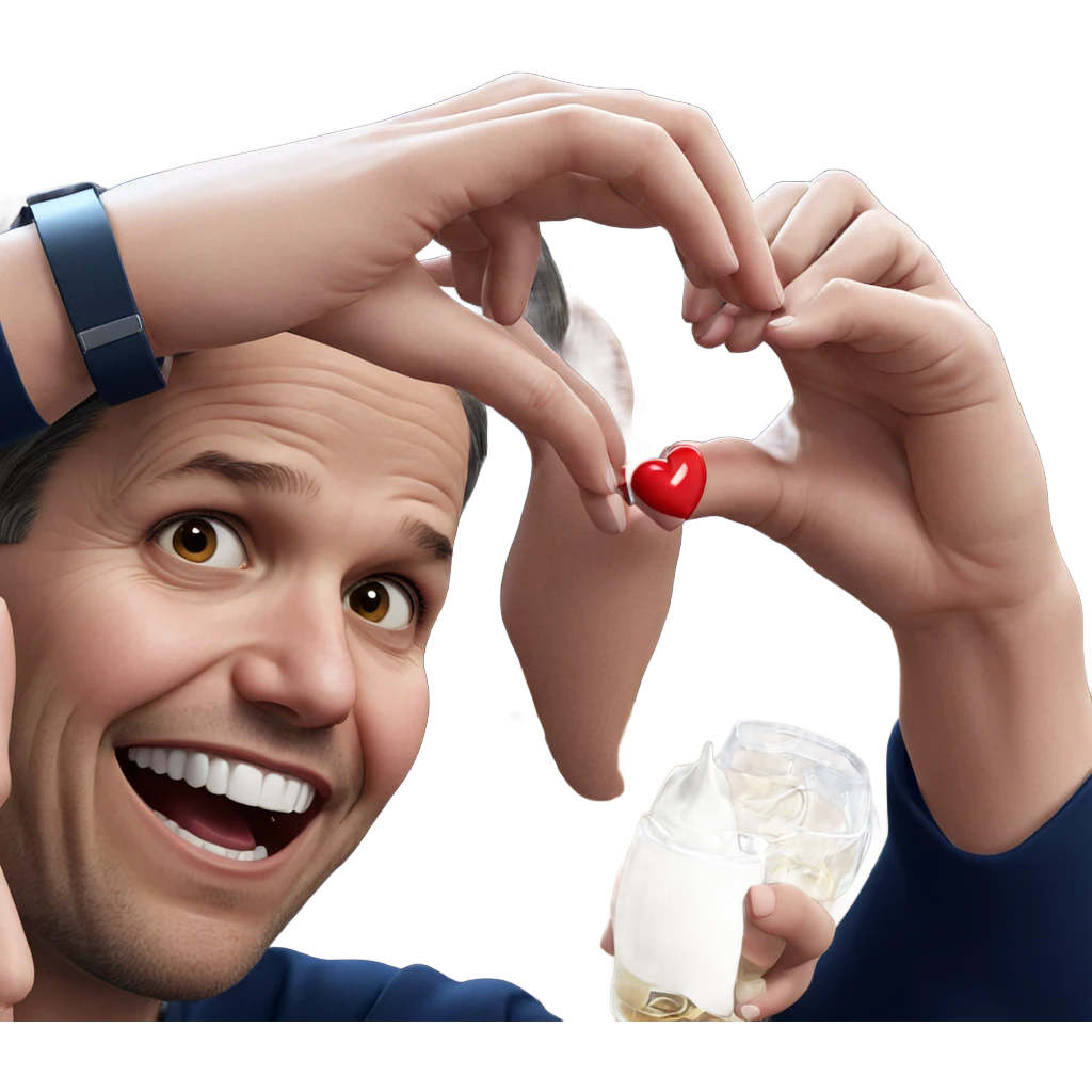 girl enjoying drink with heart emoji