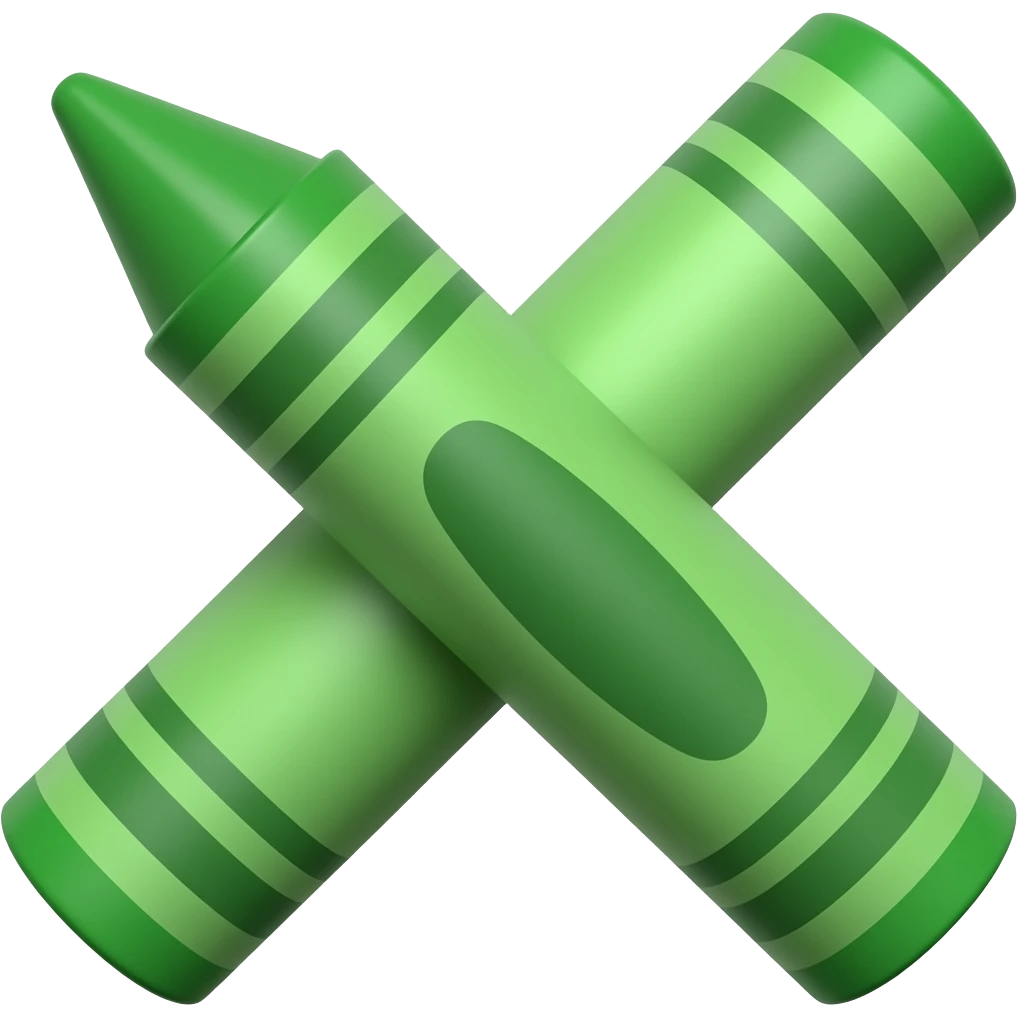one crayon green with a tip emoji