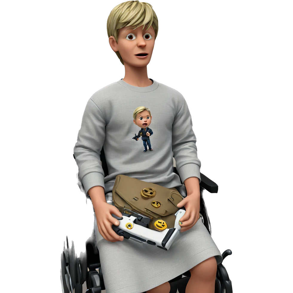boy in wheelchair with gun emoji