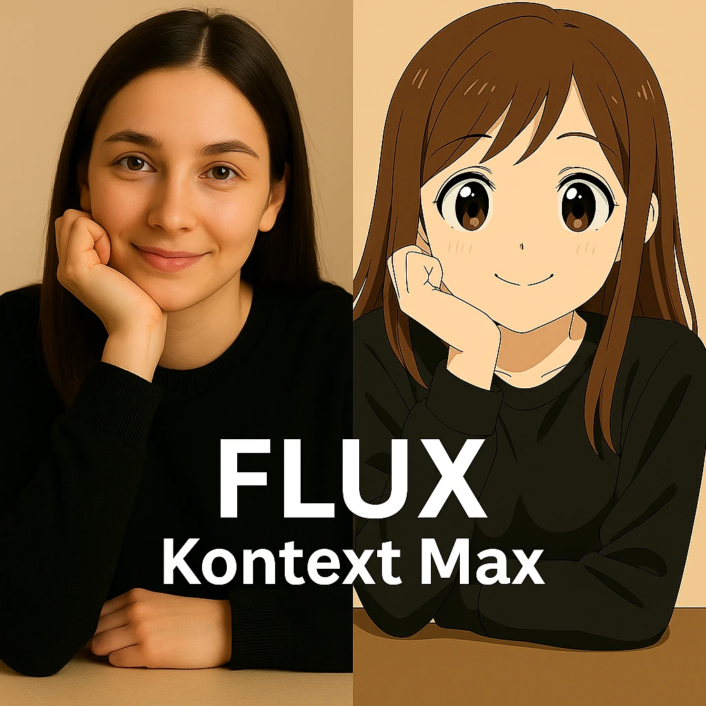 same similar image but chnage the text to "Flux Kontext Max" emoji