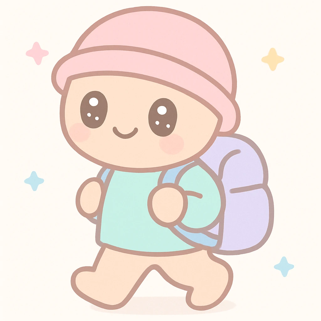 person with backpack traveling kawaii style emoji