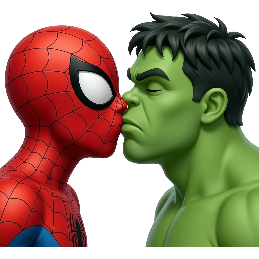 Spider man and hulk   kiss kiss creepy emoji