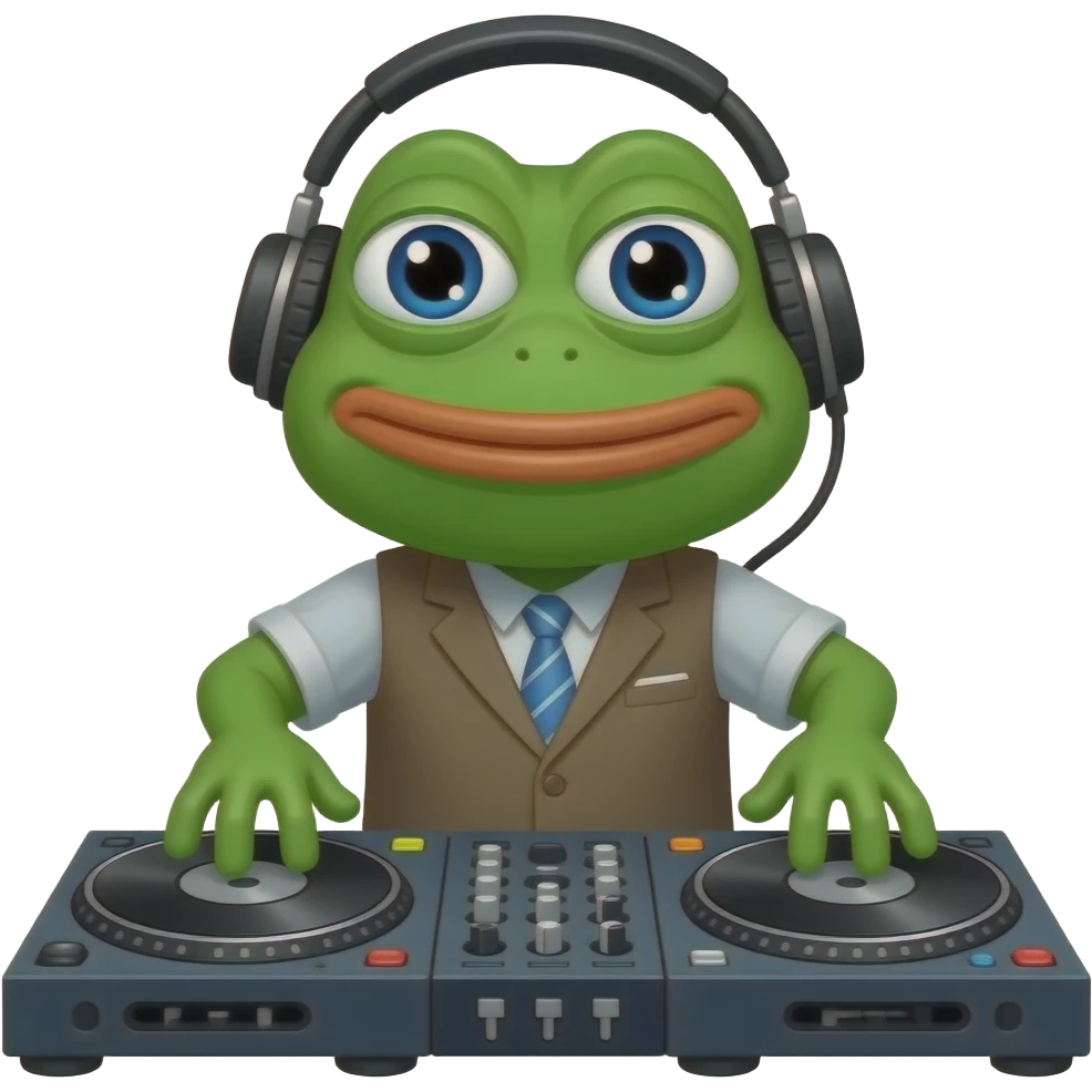 Dj set with pepe the frog as the dj  emoji