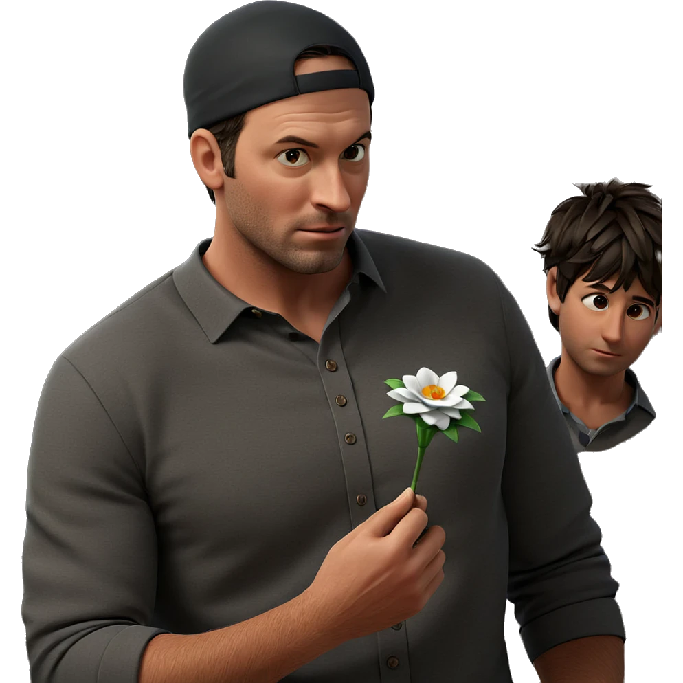boy with flower indoors emoji