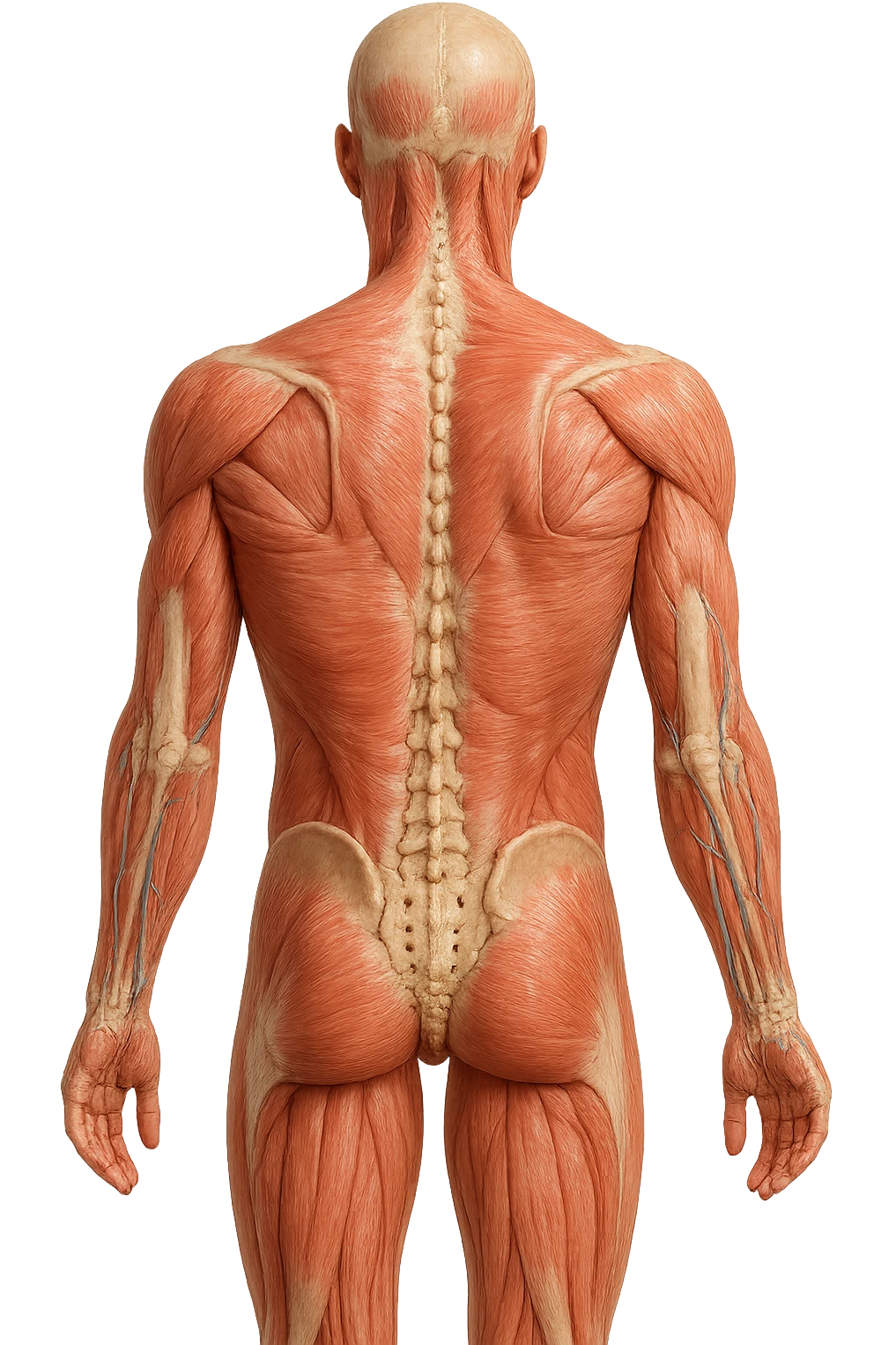 corpo umano anatomico con schiena piatta, iperrealistico 4k emoji