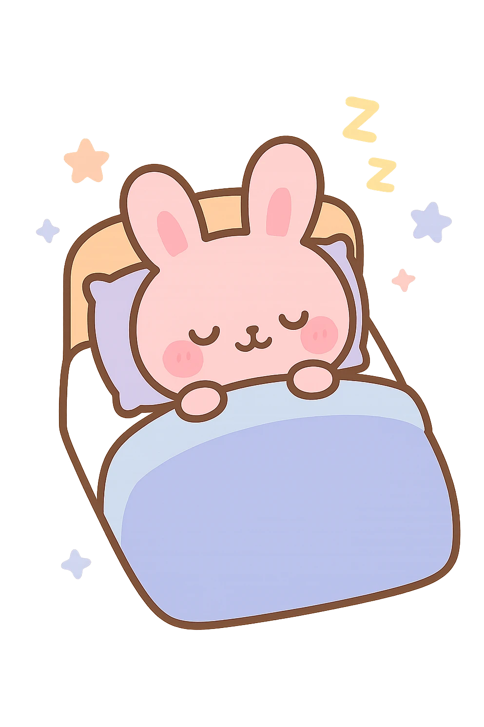 pink bunny sleeping in bed emoji