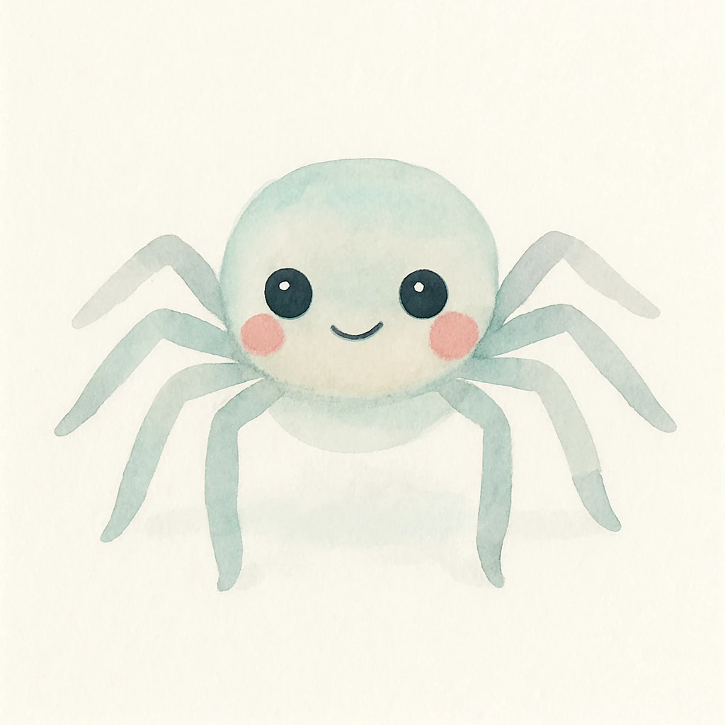 cute spider, watercolor art style, soft and delicate colors emoji