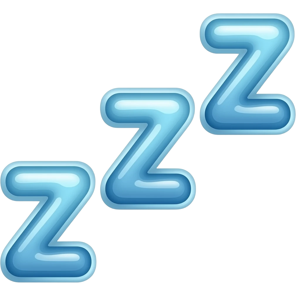 three floating zzz's symbolizing sleep in icy blue bubble letters emoji