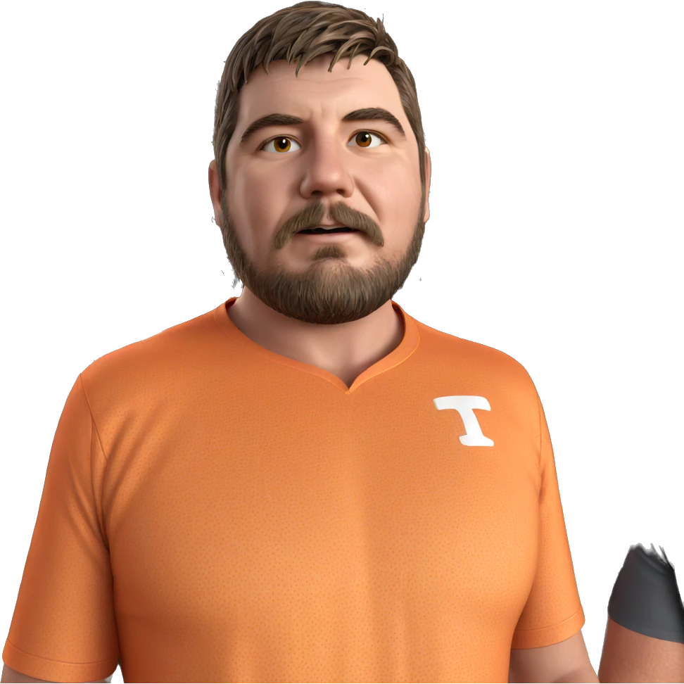 muscular male in orange shirt emoji