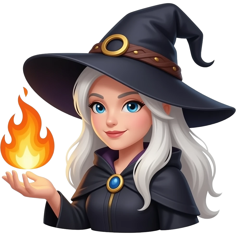 hechicera lanzando fuego emoji