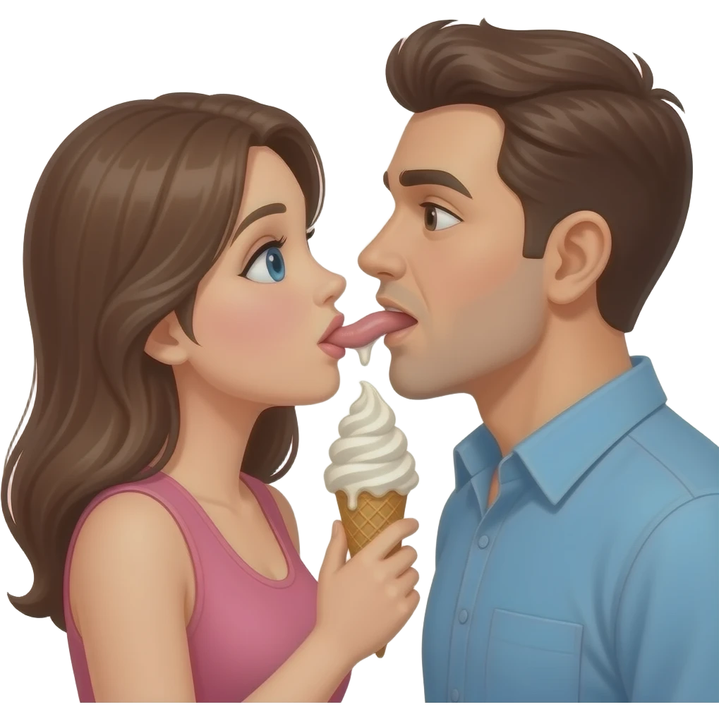 A female takes a male's penis into her mouth like ice cream. emoji