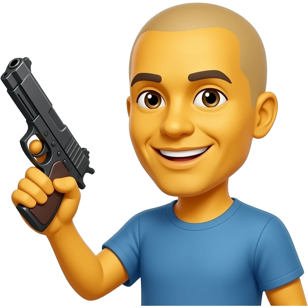 Yellow emojis.com holding gun emoji