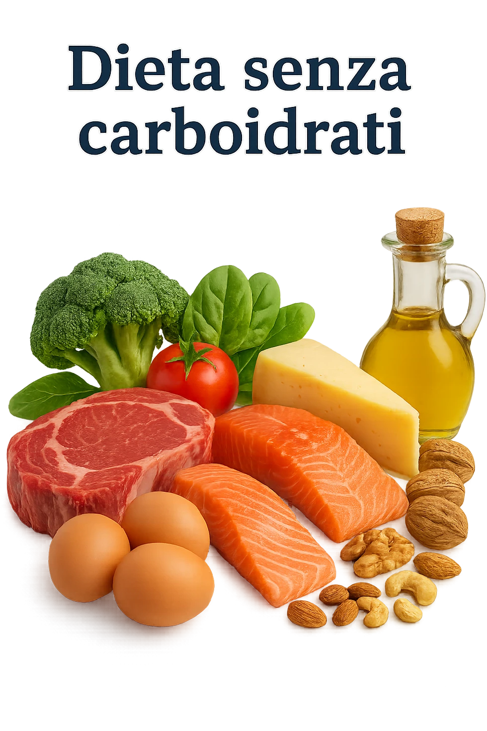 Dieta senza carboidrati rappresentata in italiano, immagine realistica emoji