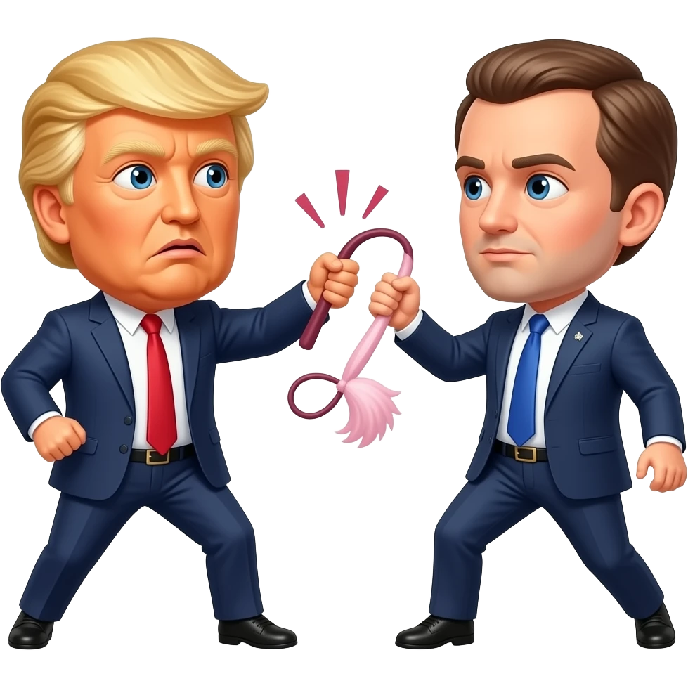 Créer moi trump entrain de frapper Macron à 4 patte avec un fouet rose emoji