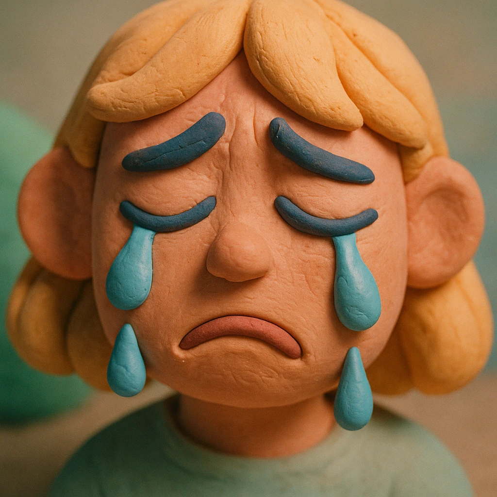 Tears in claymation style, matte texture with soft pastel colors. emoji