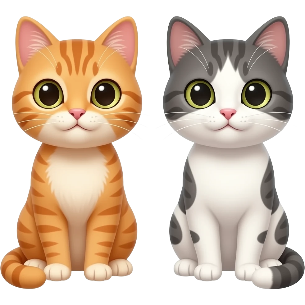 Cute cats one orange and one white and grey emoji