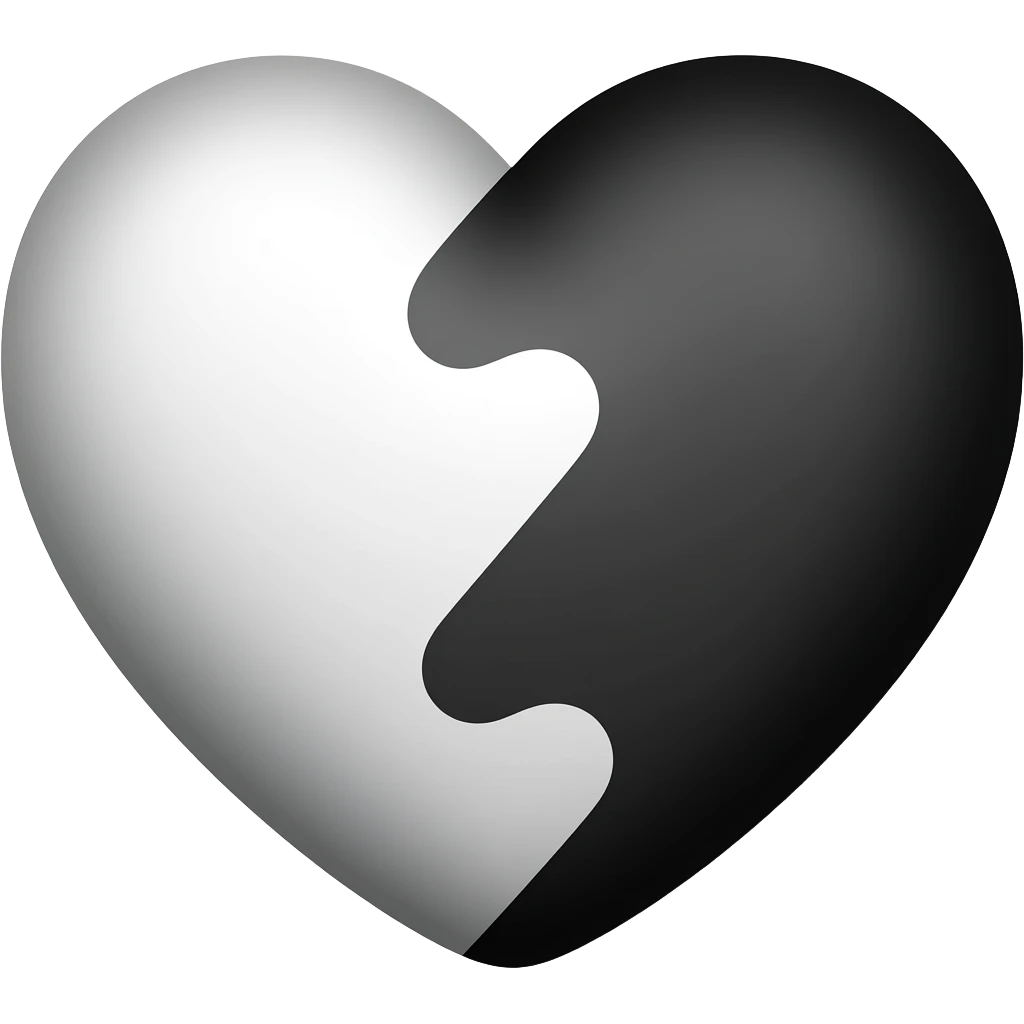 i want a heart that is half white and half black emoji
