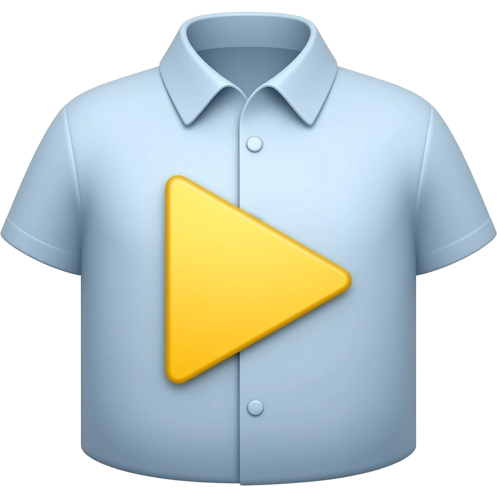 Hazme algo similar a esto con esos colores pero que se un como un boton de camisa, pero en el medio quiero el simbolo de play de color amarillo emoji