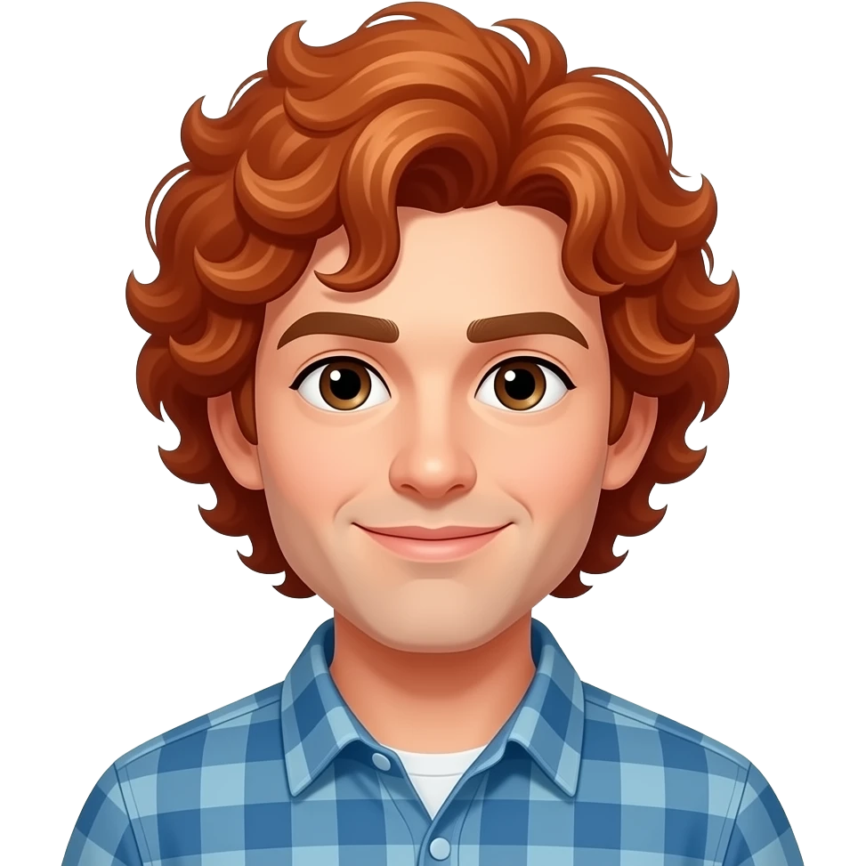 mężczyzna z rudymi wlosami lokami emoji