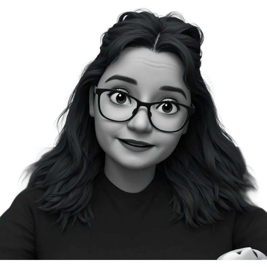 smiling girl in monochrome emoji