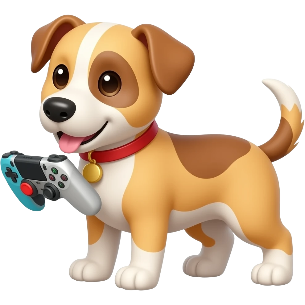 다리가 4개인 조이콘게임하는 강아지 emoji