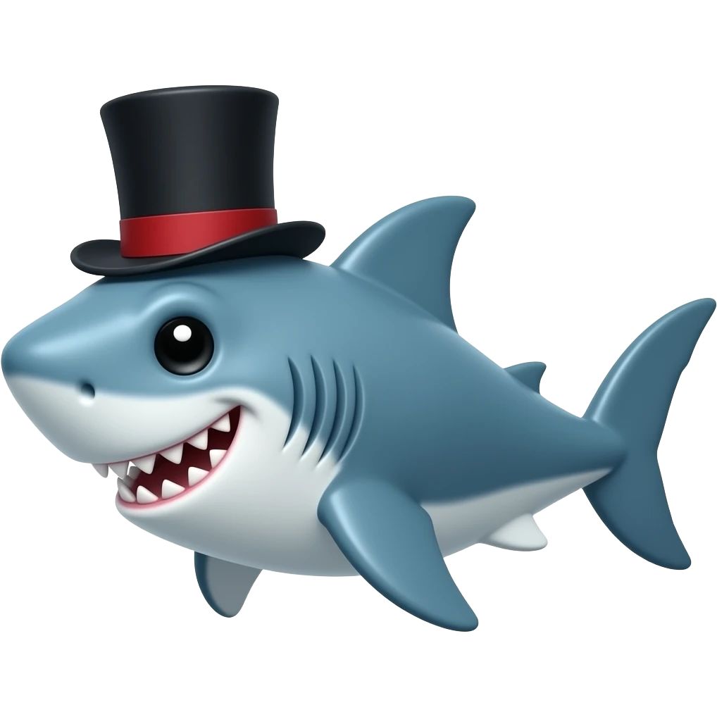 Shark with a top hat emoji