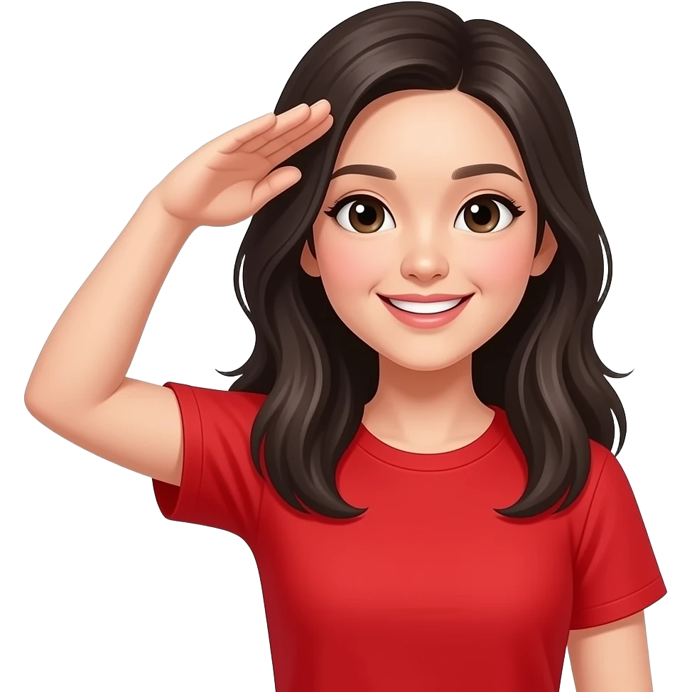 chinese woman saluting in red t shirt emoji