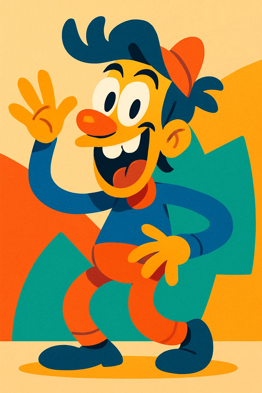 goofy cartoon character, vibrant colors, exaggerated features, playful expression, modern animated style emoji