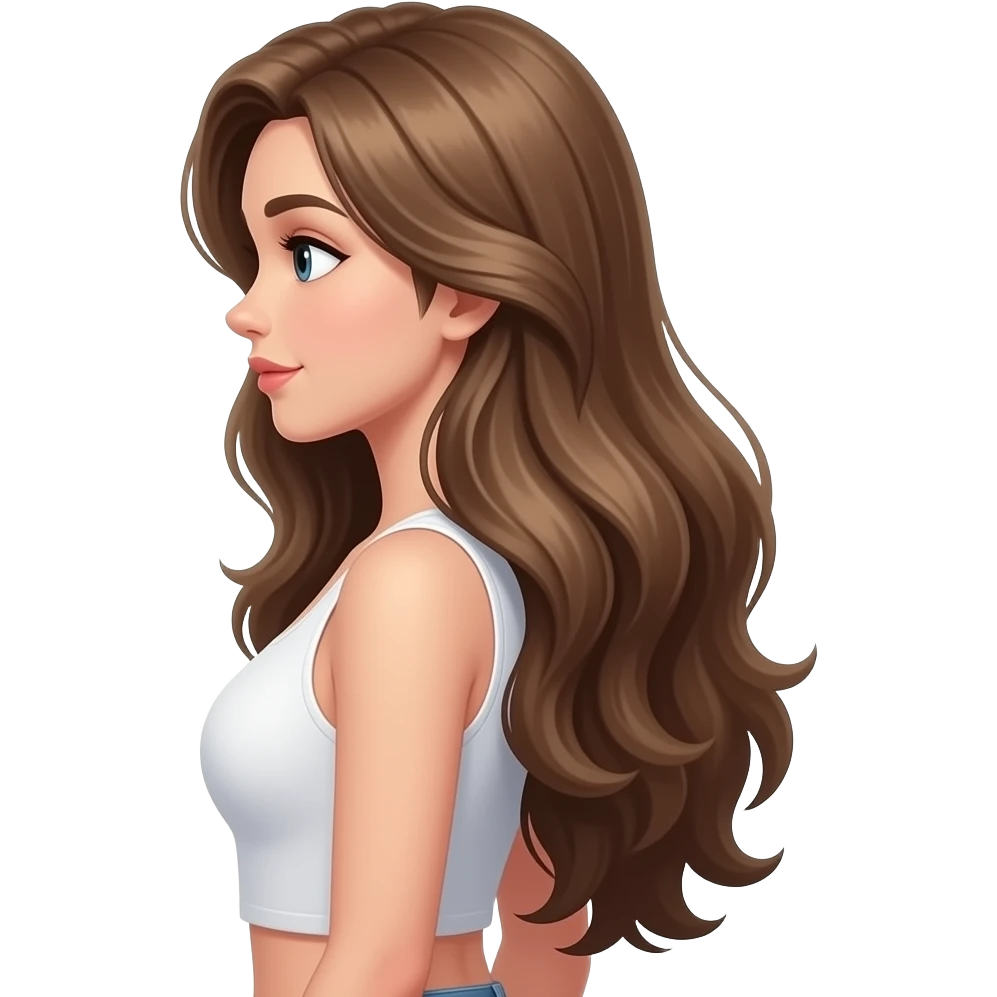 GIRL FACING HER SIDE SHOWING OFF HER LONG, BEAUTIFUL, LUSCIOUS DARK BLONDE HAIR FULL BODY SHOWING hair to her ass length emoji