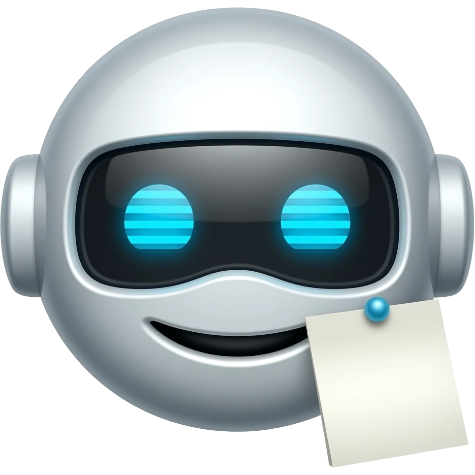 make a robot head like the normal emoji but add a note paper next to it emoji